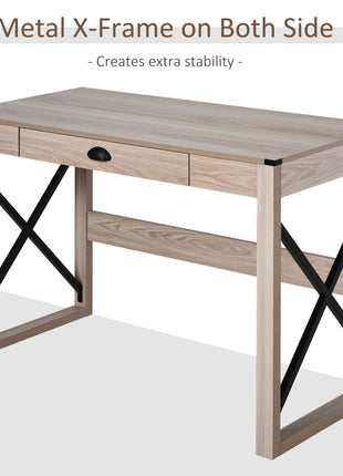 44 inch Home Office Computer Desk, Rustic Writing Desk, Farmhouse Workstation with Storage Drawer, X-Frame