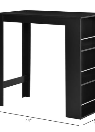 Modern Bar Table Counter Height Dining Table with 3 Storage Shelves for Kitchen, Dining Room, Living Room, Black