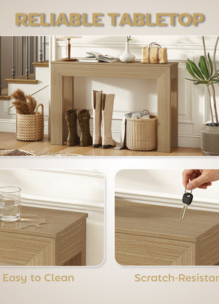 Modern Console Table, 47" Narrow Entryway Table, Natural Wood