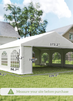 20' x 20' Heavy-duty Large Wedding Tent, Outdoor Carport Garage Party Tent, Patio Gazebo Canopy with Sidewall, White