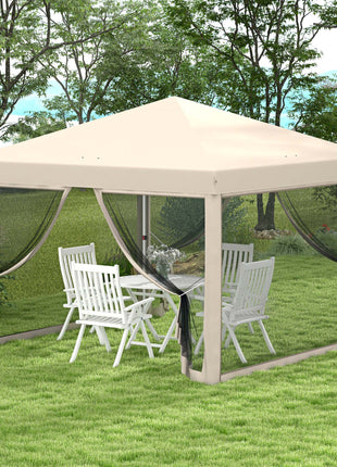 10' x 10' Pop Up Canopy Tent with Mesh Sidewalls, Height Adjustable, Transport Carrying Bag for Backyard Garden Patio