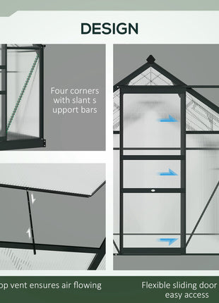 6.2' x 10.3' x 6.6' Outdoor Greenhouse with Walk-in Vent Door for Backyard Garden Gray