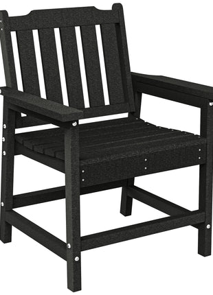 All-Weather Patio Chair, HDPE Patio Dining Chair, Heavy Duty Wood-Like Outdoor Furniture for Garden, Backyard, Deck, Porch, Lawn, Black