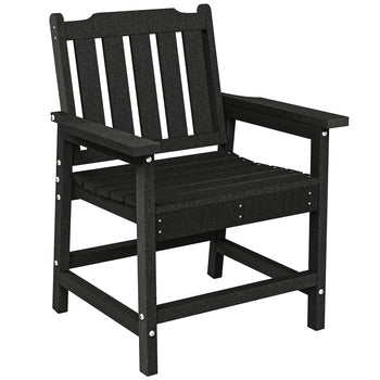 All-Weather Patio Chair, HDPE Patio Dining Chair, Heavy Duty Wood-Like Outdoor Furniture for Garden, Backyard, Deck, Porch, Lawn, Black