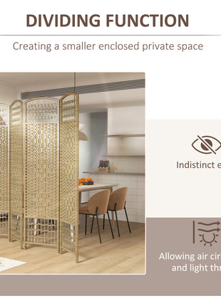 4 Panel Folding Room Divider Portable Privacy Screen Wave Fiber Room Partition for Home Office Natural