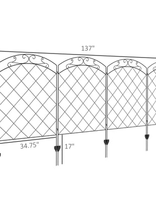 4 Pack Garden Fencing for Yard, Decorative Fence Panels as Animal Barrier and Flower Edging, Swirls