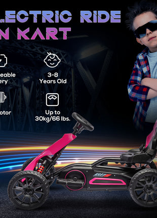 12V Electric Go Kart for Kids w/ Adjustable Speed, Pink