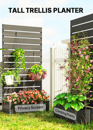 Trellis Planter for Climbing Plants, Raised Garden Bed with Trellis, Planter Box for Outdoor Garden, Black