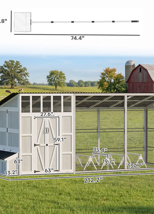 Large Chicken Coop for 10-15 Hens, Walk-in Outdoor Chicken House with Run, Nesting Box, Waterproof Roof, Perches