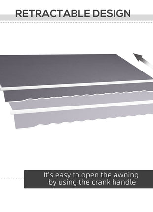 12' x 10' Manual Retractable Awning Outdoor Sunshade Shelter with Adjustable & Versatile Design