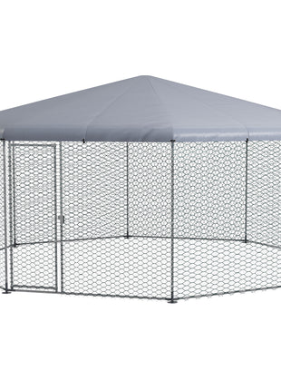 17.1 ft x 15.7 ft Chicken Run for 19-25 Chickens with Cover