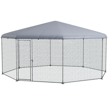 17.1 ft x 15.7 ft Chicken Run for 19-25 Chickens with Cover