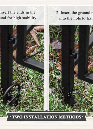 85" Garden Arch Arbor, Metal Arch Trellis with Gate, Garden Archway for Climbing Vines, Wedding Ceremony Decoration, Black
