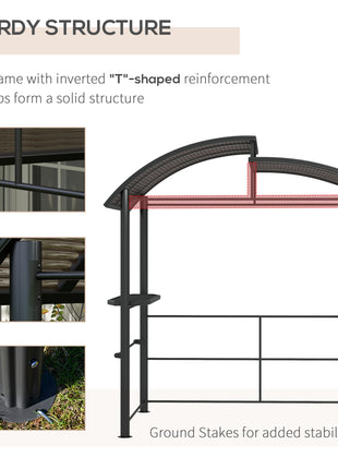 8' x 5' Outdoor Grill Gazebo Canopy Shelter with Vented PC Roof, Side Shleves