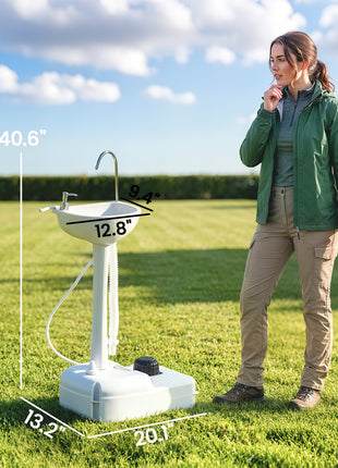 Portable Camping Sink, HDPE Portable Sink Hand Wash Station with 4.5 Gallon Tank, Wheels, Soap Dispenser, Towel Holder