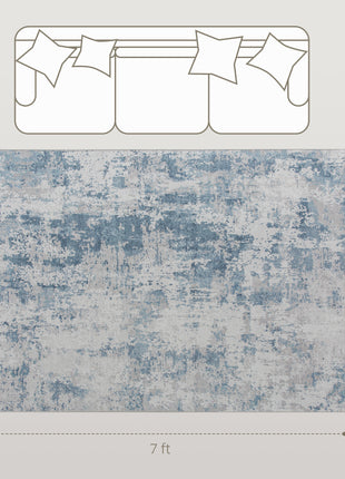 Area Rug 5x7, Machine Washable Rug, Non-Slip Modern Abstract Floor Carpet for Living Room, Bedroom, Dining Room, Blue