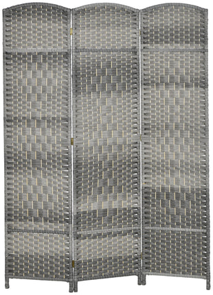 Folding Room Divider Screen 3 Panel 6' Tall Privacy Screen Freestanding Wood Partition for Home Office, Mixed Gray