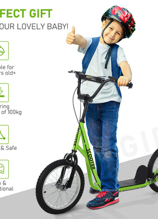 Youth Scooter Kick Scooter for Kids 5+ with Adjustable Handlebar Front and Rear Dual Brakes, Light Green