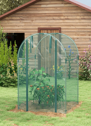 Galvanized Steel Crop Cage, Plant Protection Tent with Zippered Door, 4' x 4', Green