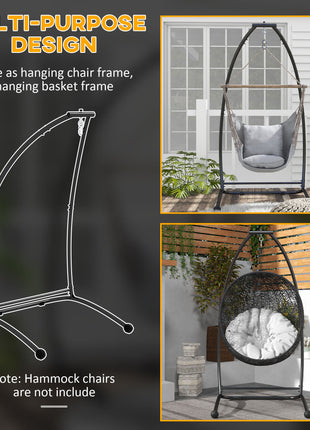 Hammock Chair Stand, C Shape Hanging Heavy Duty Metal Frame Hammock Stand for Hanging Hammock Porch Swing Chair, Indoor & Outdoor Use, Black