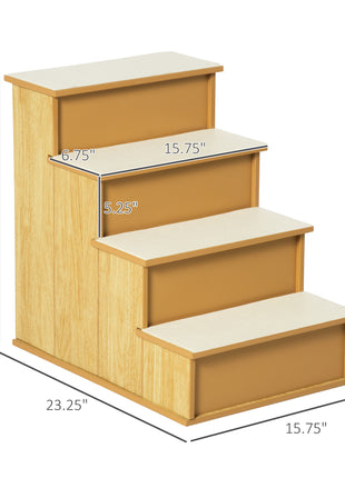 Pet Stairs, Small Pet Steps with Cushioned Removable Covering for Dogs and Cats Up To 22 lbs, Natural