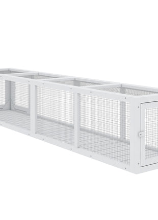 Wooden Cat Run with Weather Protection, Connecting Inside and Outside, 79"L x 15"W x 15"H, White