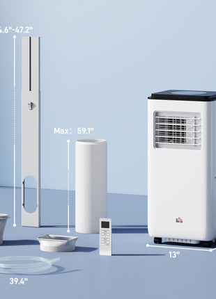 10,000 BTU Moible Air Conditioner 440 Sq. Ft., Dehumidifier Fan Auto Sleep with 24H Timer On/Off, Window Kit, White