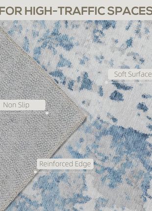 Area Rug 5x7, Machine Washable Rug, Non-Slip Modern Abstract Floor Carpet for Living Room, Bedroom, Dining Room, Blue
