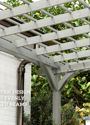 12' x 20' Outdoor Pergola, Wood Gazebo Grape Trellis with Stable Structure for Climbing Plant Support, Gray
