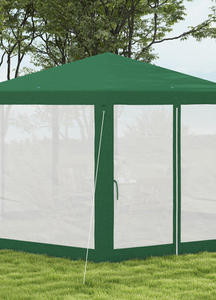 13' x 11' Outdoor Party Tent, Hexagon Sun Shade Shelter Canopy w/ Protective Mesh Sidewalls, Ropes & Stakes, Green