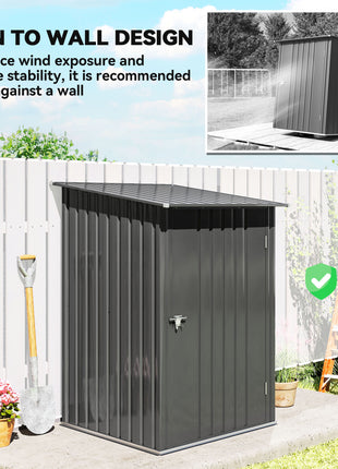 Small Metal Garden Shed, 3.3' x 3.4', Galvanized Steel, Lockable Tool Shed for Patio, Backyard, Lawn, Dark Gray