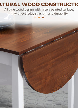 55" Wood Kitchen Table, Drop Leaf Tables for Small Spaces, Brown
