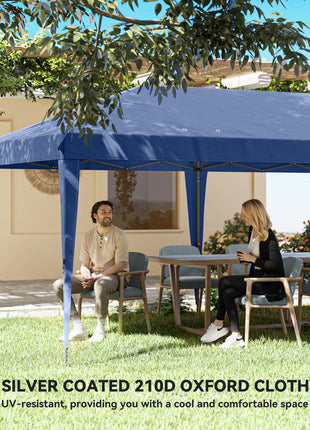 10' x 20' Pop Up Canopy Tent with 4 Sidewalls, Instant Gazebo with Carry Bag for Garden, Patio, Blue