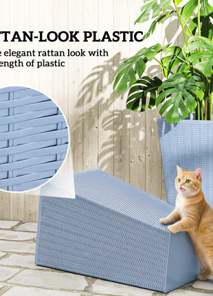 Tall Planters for Outdoor Plants Set of 3, 24 In Taper Planters with Drainage Holes, Rattan Decor Plant Pots, Light Gray