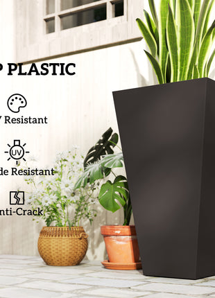 28ft Tall Plastic Planters, Set of 3, Flower Pot, anti-crack, fade-resistant, square shape with a matte surface, Outdoor & Indoor, for lawns, patios, yards, Brown