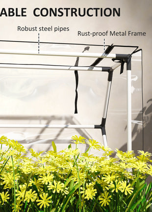 Elevated Garden Box with Greenhouse Cover, Raised Garden Bed with Legs and Drainage Hole for Vegetables, White