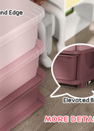 29.5" 3 Tier Kids Storage Unit Dresser Tower w/ 9 Drawers, Pink