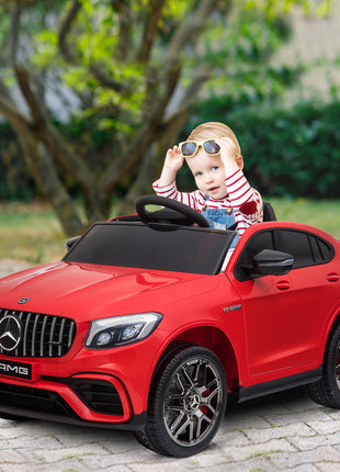 12V Toddler Ride On Car with Remote Control, Mercedes Benz AMG GLC63S Coupe, Electric Car with 2 Speed, MP3 Player, Light, Horn, Songs, Suspension, Red