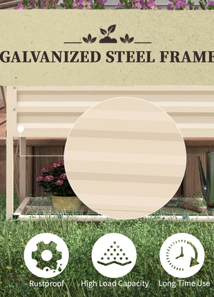 Galvanized Raised Garden Bed, Metal Planter Box with Legs, Storage Shelf and Bed Liner, Cream