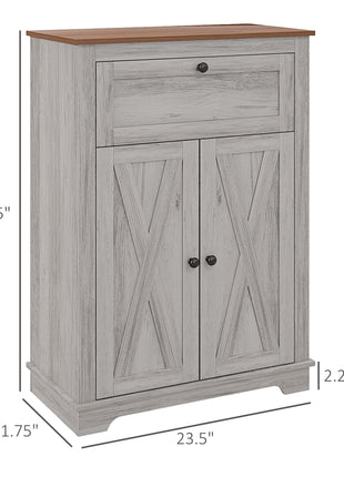Farmhouse Sideboard Storage Cabinet with Doors and Drawer for Kitchen, Living room, 23.5"x11.75"x34.5", Light Gray