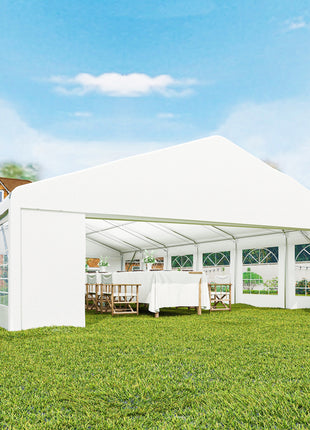 23' x 39' Large Outdoor Carport Canopy Party Tent with Removable Protective Sidewalls & Windows, White