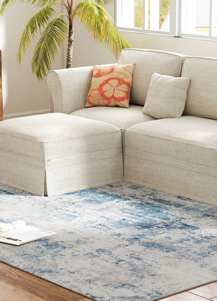 Area Rug 5x7, Machine Washable Rug, Non-Slip Modern Abstract Floor Carpet for Living Room, Bedroom, Dining Room, Blue