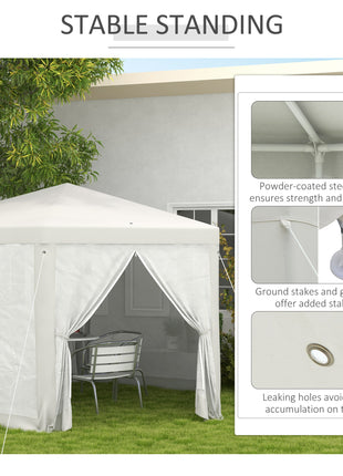 13' x 11' Outdoor Party Tent, Hexagon Sun Shade Shelter Canopy w/ Protective Mesh Sidewalls, Ropes & Stakes, Cream