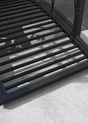 3.3' Metal Arch Zen Garden Pond Bridg with Safety Siderails for Stream, Fish Pond, Black