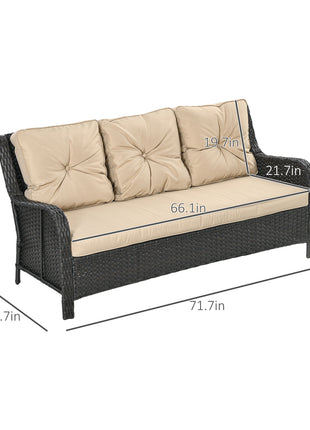 3-Seater Outdoor Sofa w/ 4" Thick Cushions, Outdoor Couch, Beige
