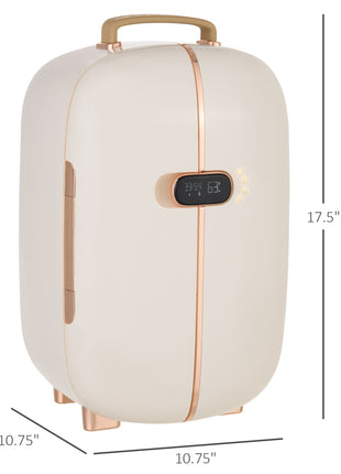 Portable Skincare Fridge with LED Display, 12L Mini Fridge for Beauty, Makeup and Cosmetics, Small Refrigerator Cooler for Bedroom, Home Office, Desktop, White
