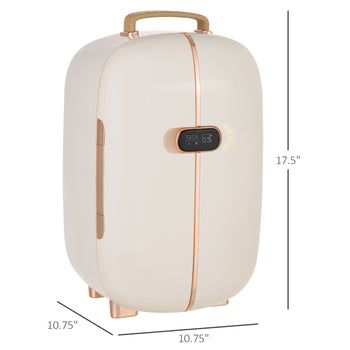 Portable Skincare Fridge with LED Display, 12L Mini Fridge for Beauty, Makeup and Cosmetics, Small Refrigerator Cooler for Bedroom, Home Office, Desktop, White