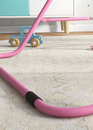 Folding Gymnastics Bar for Kids, Adjustable Height, Bubble Gum Pink