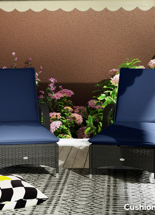 Foldable Chaise Lounge Cushion Set of 2, Outdoor Lounge Chair Cushion Set, UPF50+ 200gsm Fabric, 76" x 23", Navy Blue