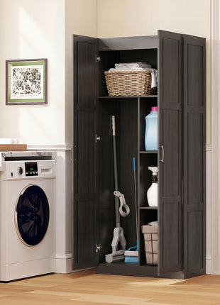 Farmhouse Pantry Cabinet, 71" Tall Kitchen Pantry Storage Cabinet with Soft-Close Hinges, Adjustable Shelves, Espresso